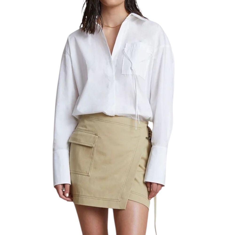 Bec + Bridge Blythe Blouse Womens 4 White Open Back Tie Oversized Cotton Shirt